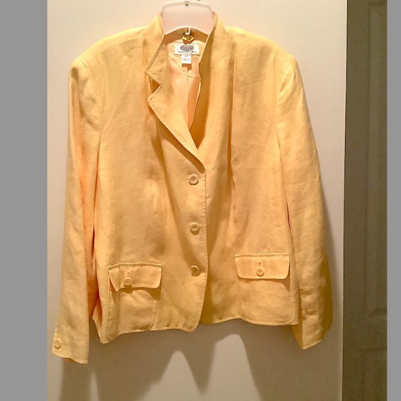 Talbots Jackets & Blazers - Talbots - Classic Petite Women's Yellow Linen Jacket Size 14W